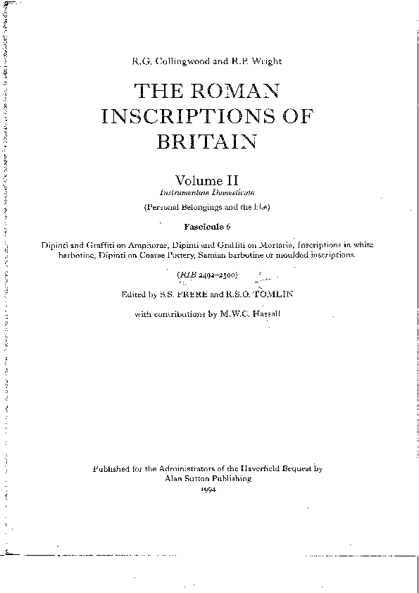 (PDF) The Roman Inscriptions of Britain - Dressel 20 Latin inscriptions