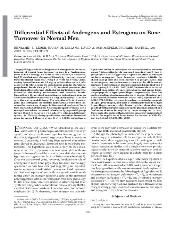 (PDF) Differential Effects of Androgens and Estrogens on Bone Turnover ...