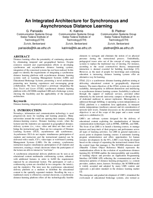 (PDF) An Integrated Architecture for Synchronous and Asynchronous ...