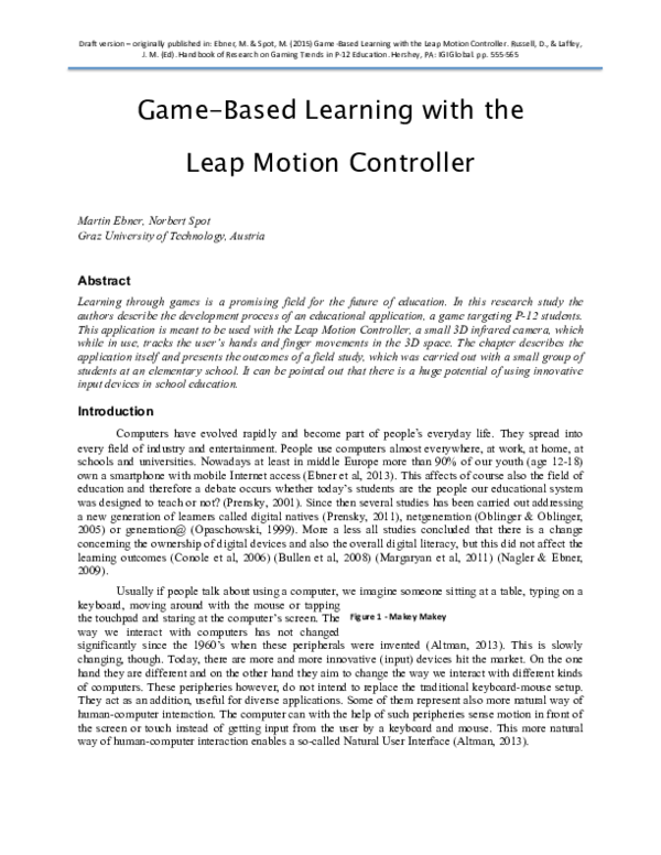 Game-Based Learning with the Leap Motion Controller
