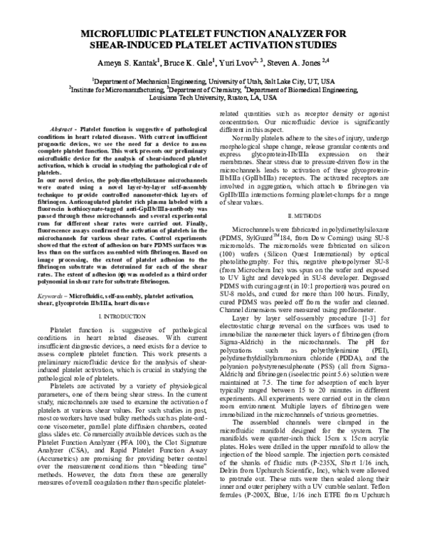 (PDF) Microfluidic platelet function analyzer for shear-induced ...