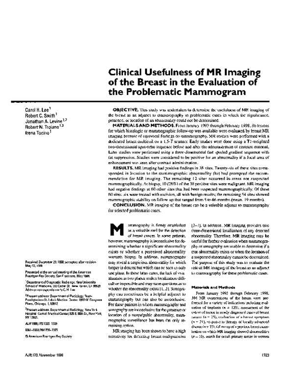 (PDF) Clinical usefulness of MR imaging of the breast in the evaluation ...