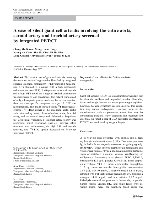 (PDF) A case of silent giant cell arteritis involving the entire aorta ...