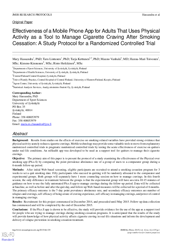 (PDF) Effectiveness of a Mobile Phone App for Adults That Uses Physical ...