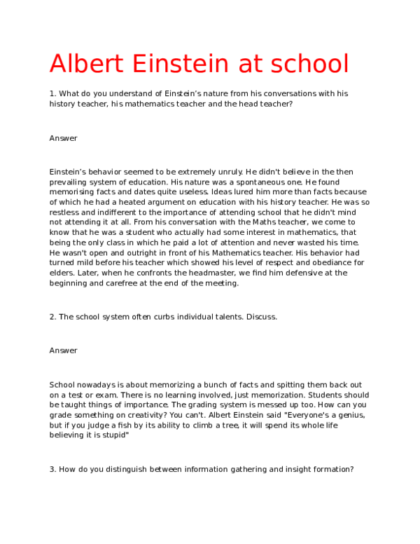 (DOC) Albert Einstein at school