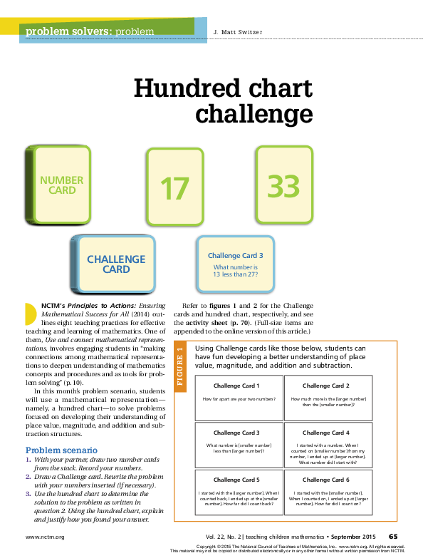 (PDF) Problem solver problem: Hundred chart challenge