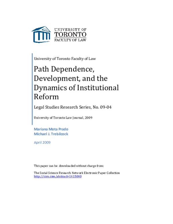 (PDF) Path Dependence, Development, and the Dynamics of Institutional ...