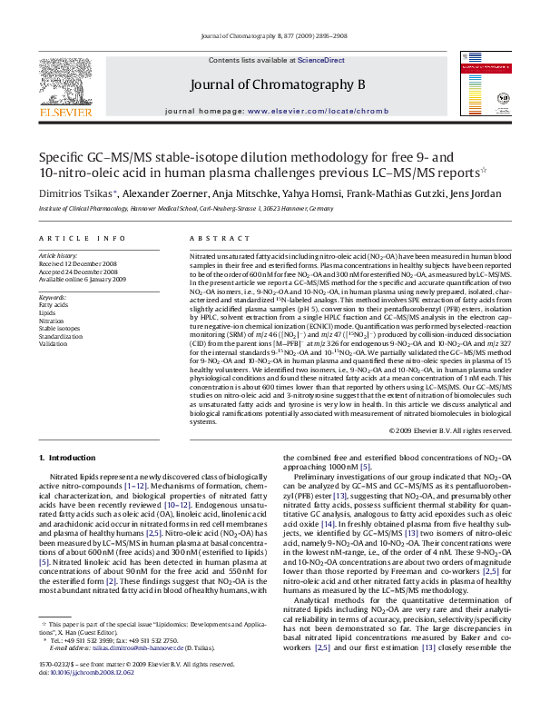 (PDF) Specific GC–MS/MS stable-isotope dilution methodology for free 9 ...