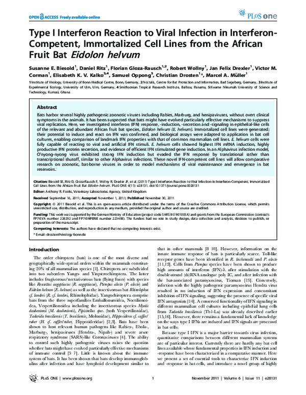 (PDF) Type I Interferon Reaction to Viral Infection in Interferon ...