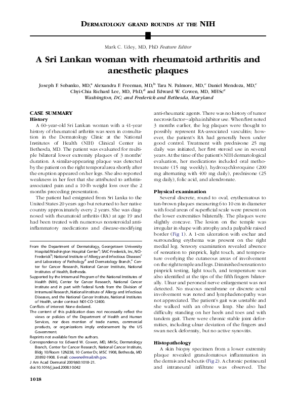(PDF) A Sri Lankan woman with rheumatoid arthritis and anesthetic