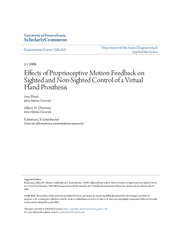 (PDF) Effects of proprioceptive motion feedback on sighted and non ...
