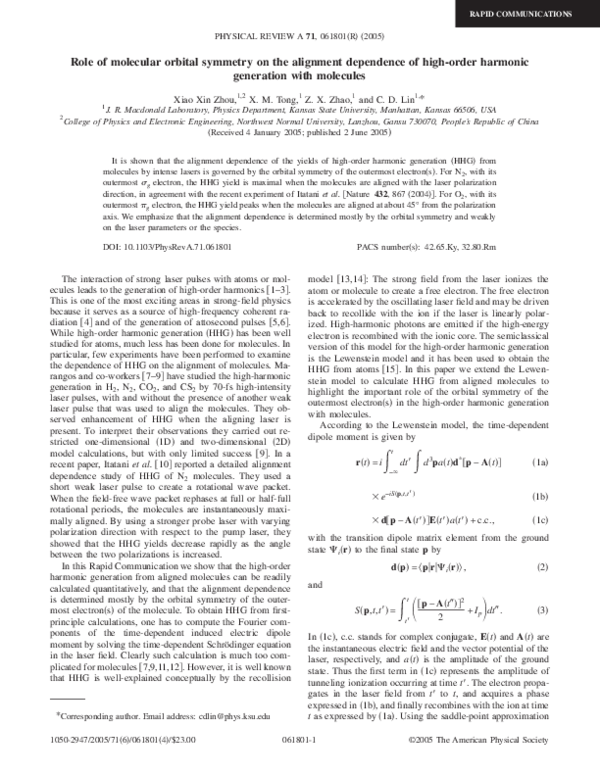 (PDF) Role of molecular orbital symmetry on the alignment dependence of ...