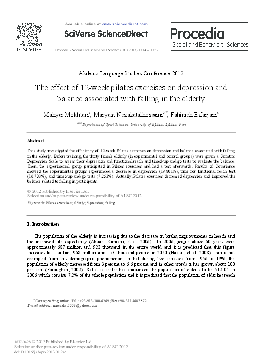 (PDF) The effect of 12-week pilates exercises on depression and balance ...