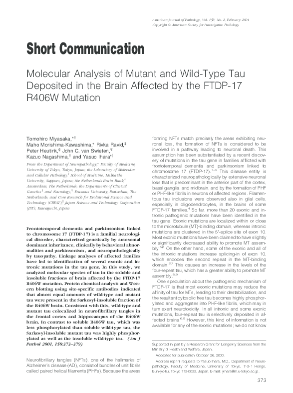 (PDF) Molecular Analysis of Mutant and Wild-Type Tau Deposited in the ...