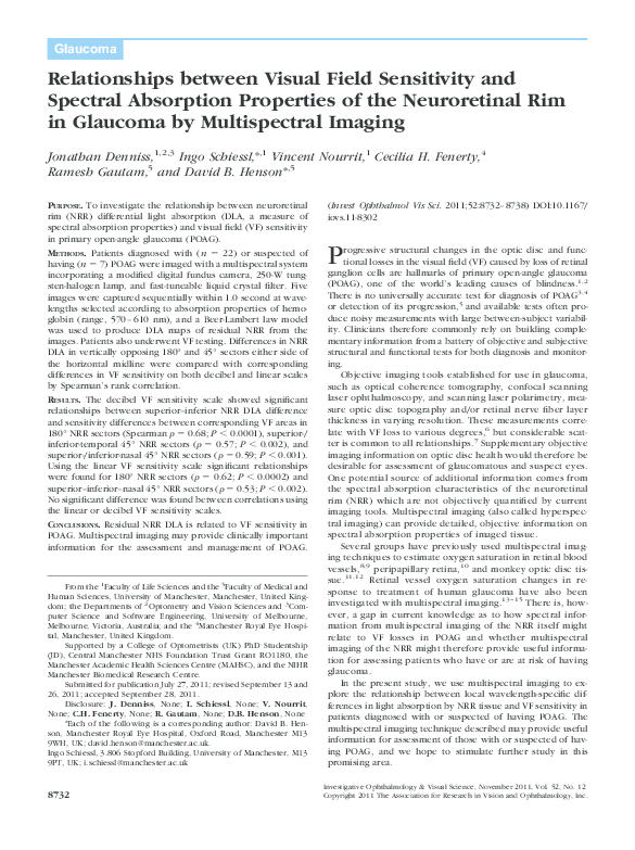 (PDF) Relationships between Visual Field Sensitivity and Spectral ...