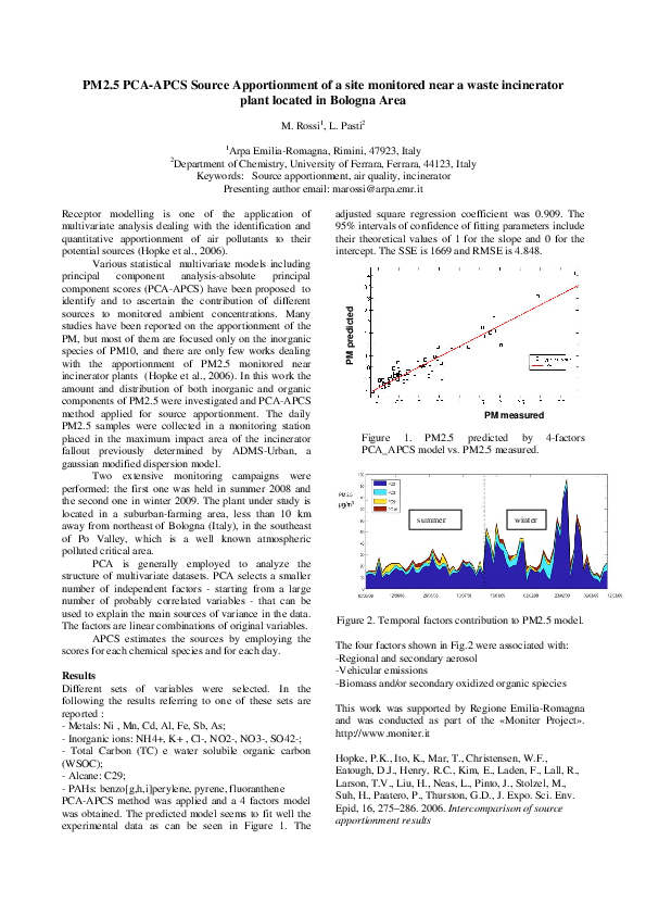 Pdf Pm2 5 Pca Apcs Source Apportionment Of A Site Monitored Near A Waste Incinerator Plant Located In Bologna Area Luisa Pasti Academia Edu