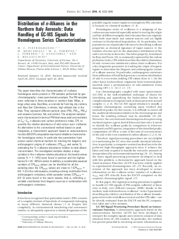 (PDF) Data handling of complex GC–MS chromatograms: characterization of ...