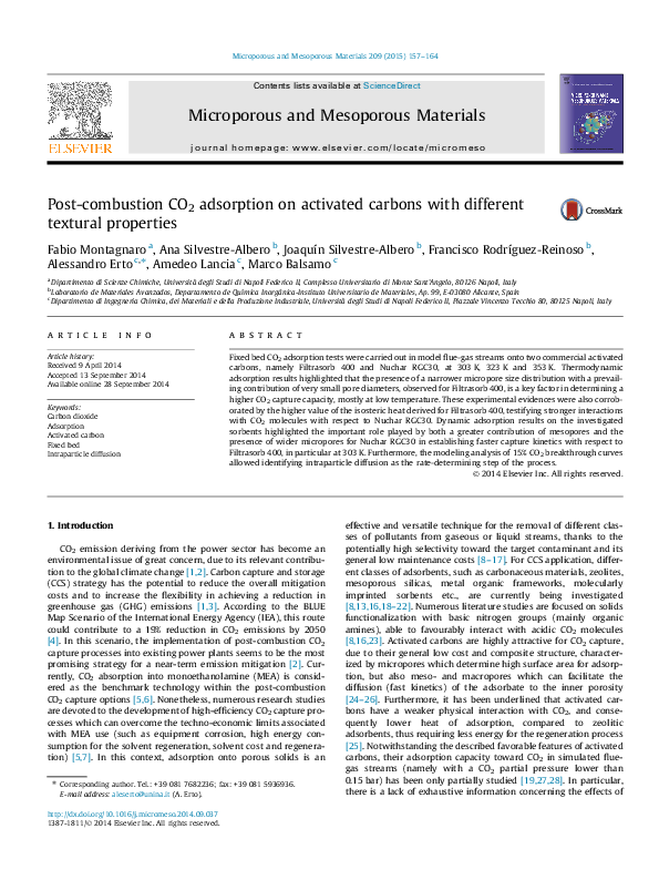 (PDF) Post-combustion CO2 adsorption on activated carbons with ...