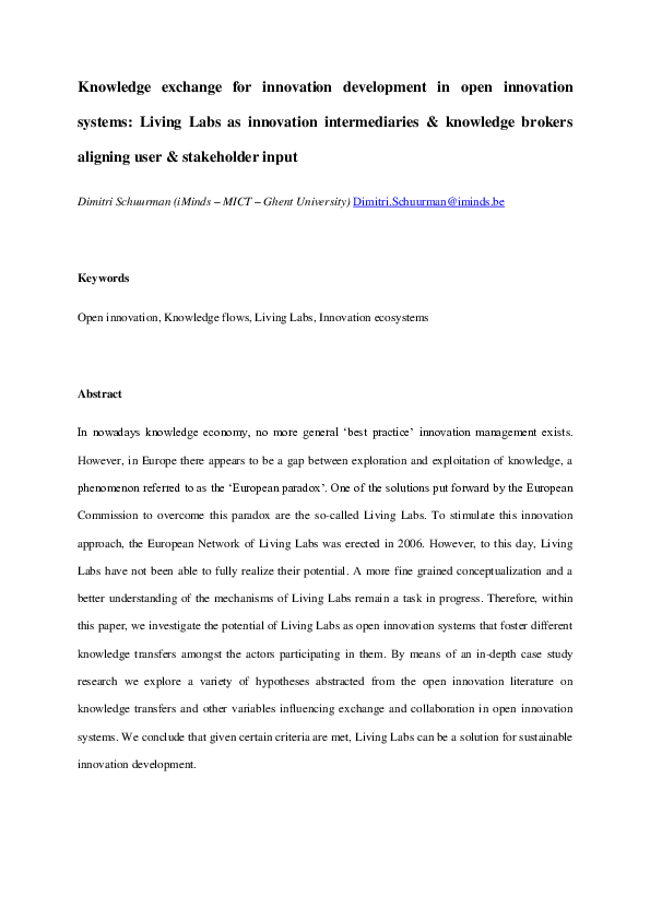 (PDF) Knowledge exchange for innovation development in open innovation ...