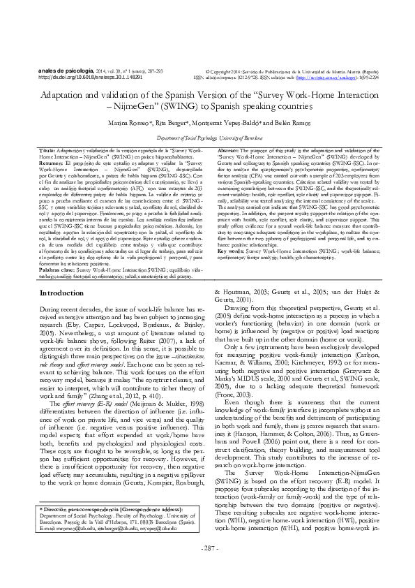 (PDF) Adaptation and validation of the Spanish version of the Mood ...