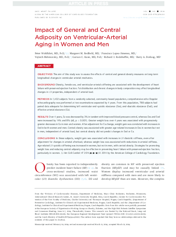 (PDF) Impact of General and Central Adiposity on Ventricular-Arterial ...
