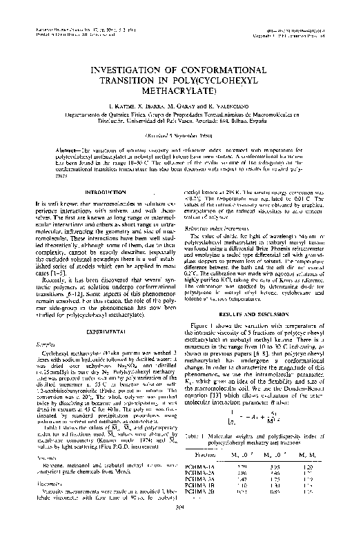 (PDF) Investigation of conformational transition in poly(cyclohexyl