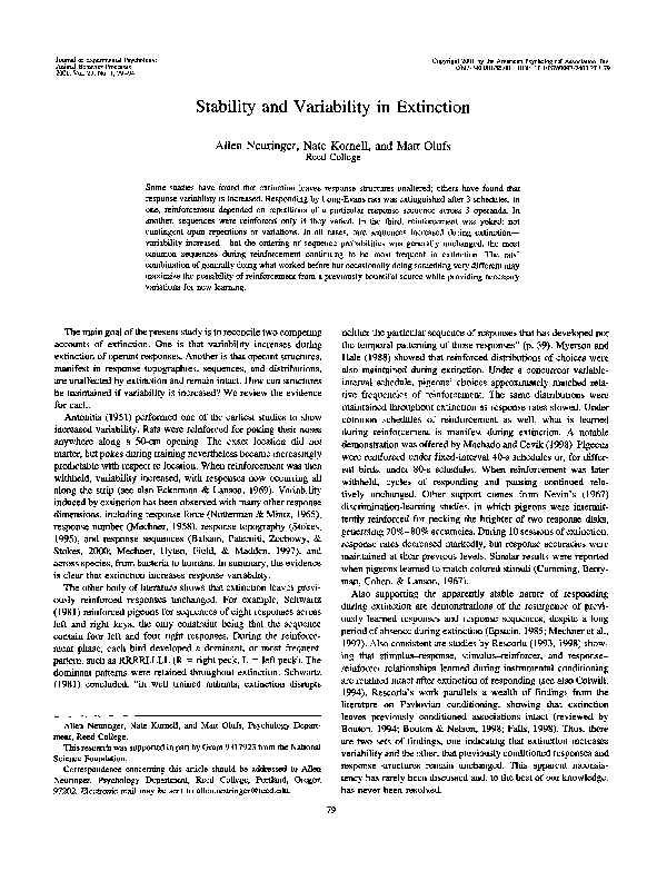 (PDF) Stability and variability in extinction