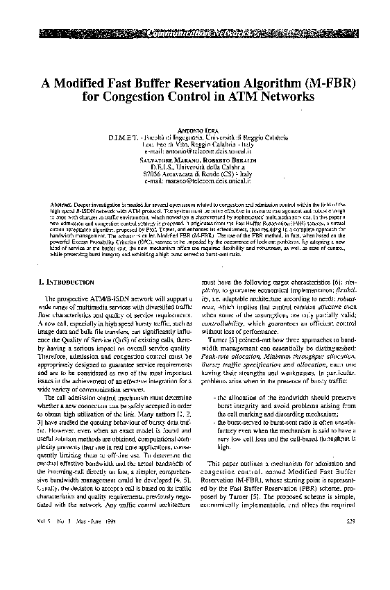(PDF) A modified fast buffer reservation algorithm (M-FBR) for ...
