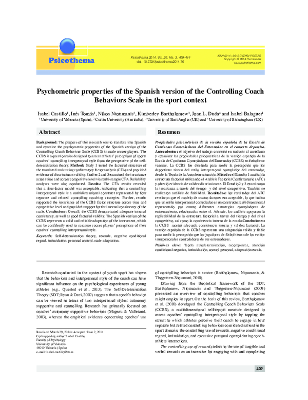 (PDF) Psychometric properties of the spanish version of the Tampa Scale ...