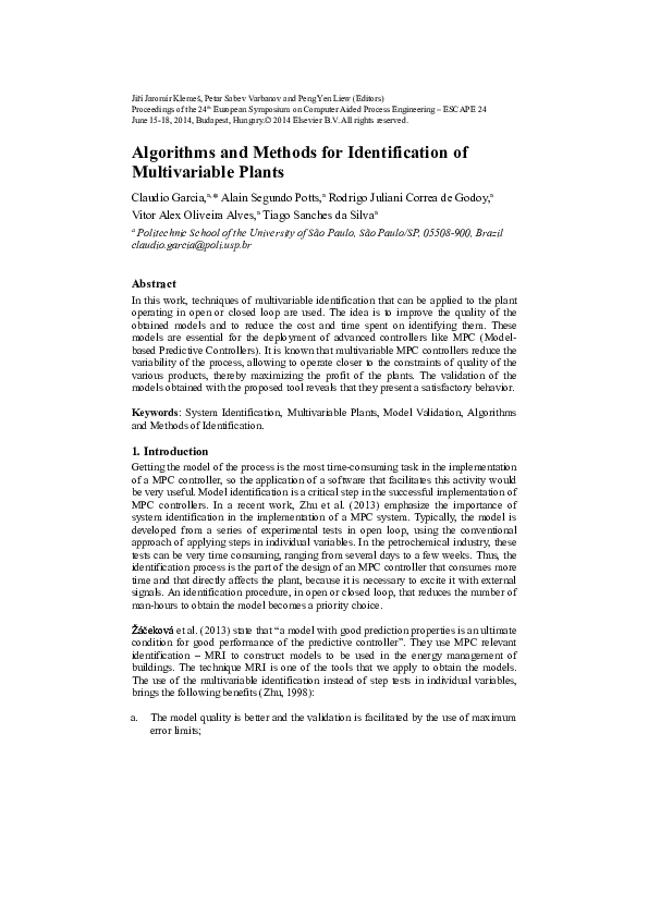 (DOC) Algorithms and Methods for Identification of Multivariable Plants