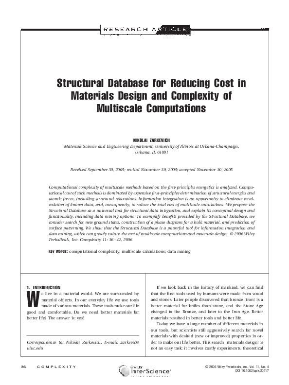 (PDF) Structural Database for Reducing Cost in Materials Design and ...