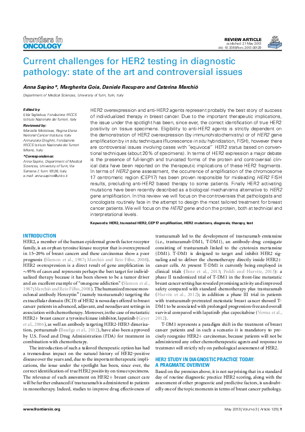 (PDF) Current Challenges for HER2 Testing in Diagnostic Pathology ...