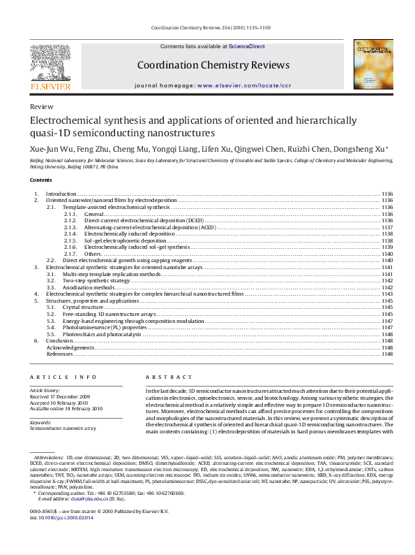 (PDF) Electrochemical synthesis and applications of oriented and ...