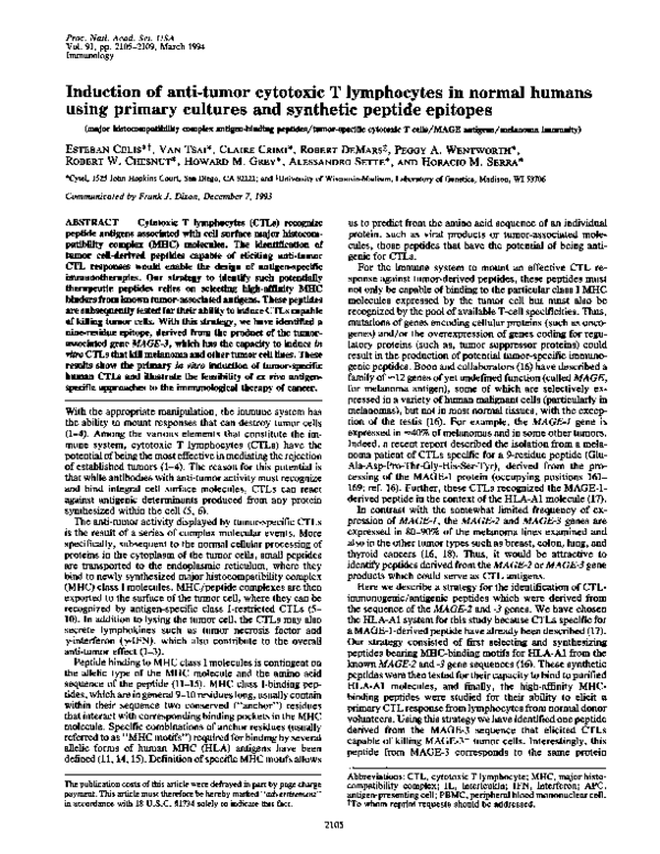 (PDF) Induction of anti-tumor cytotoxic T lymphocytes in normal humans ...