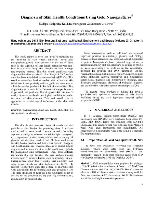 (PDF) Diagnosis of Skin Health Conditions Using Gold Nanoparticles