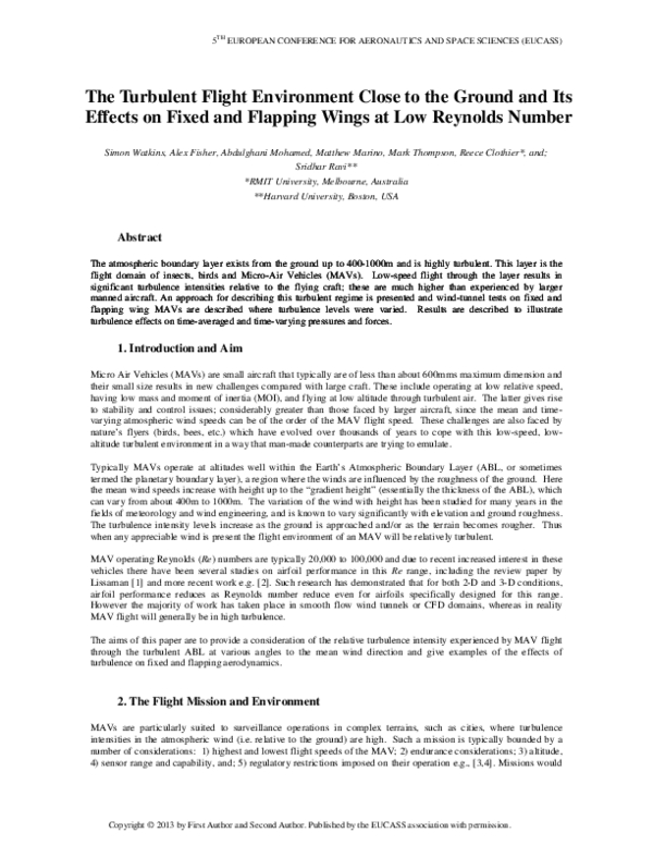 (PDF) The turbulent flight environment close to the ground and its ...