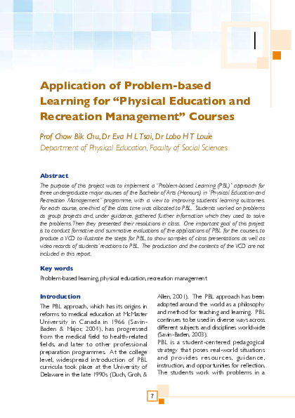 (PDF) Application of Problem-based Learning for" Physical Education and ...