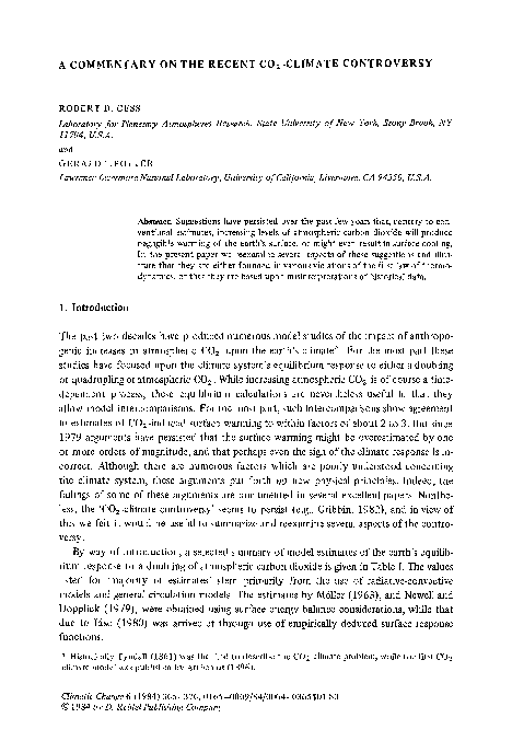 A commentary on the recent CO2-climate controversy