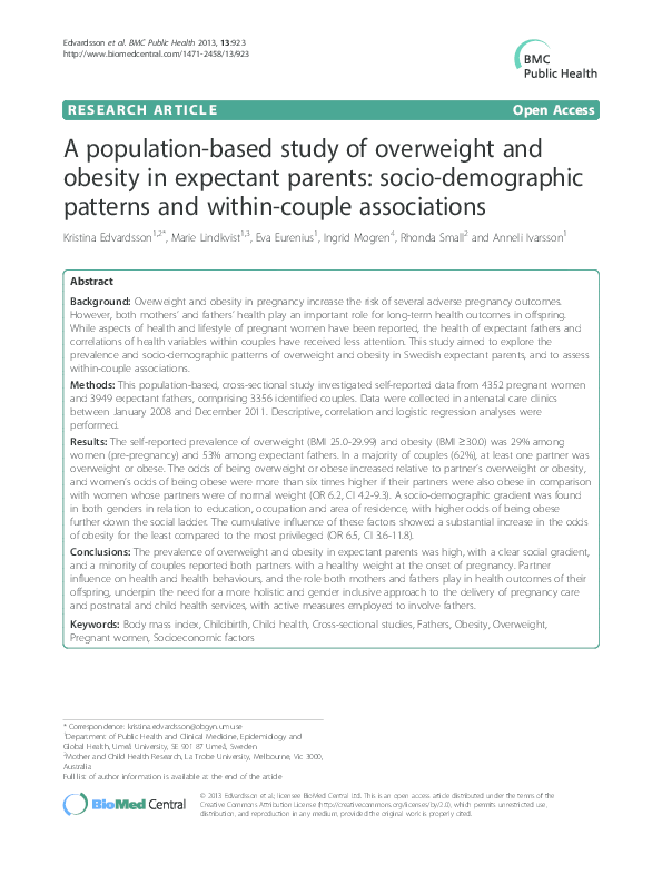 (PDF) A population-based study of overweight and obesity in expectant ...