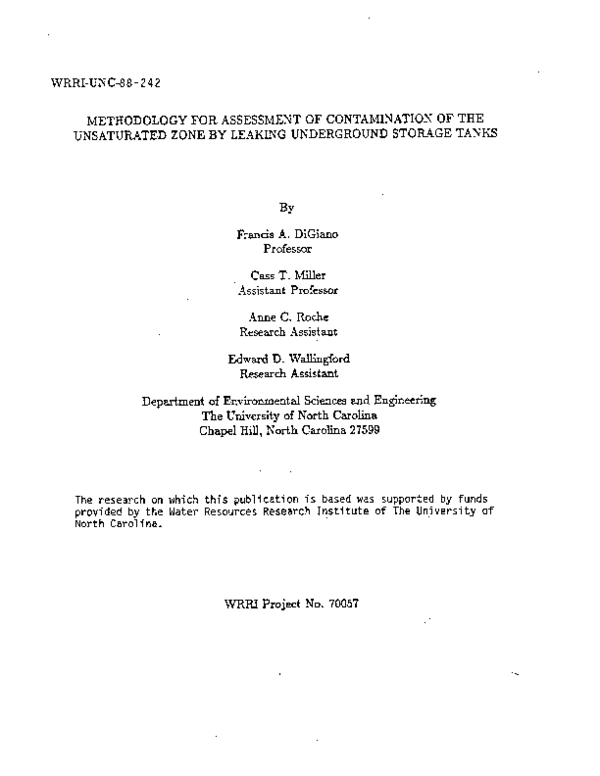  PDF Methodology For Assessment Of Contamination Of The Unsaturated Zone By Leaking Underground 