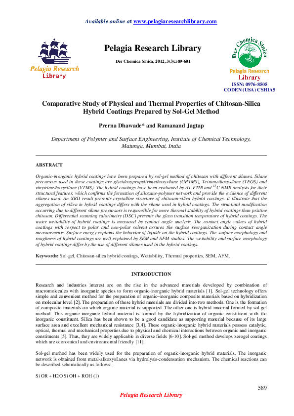 (PDF) Comparative Study of Physical and Thermal Properties of Chitosan ...