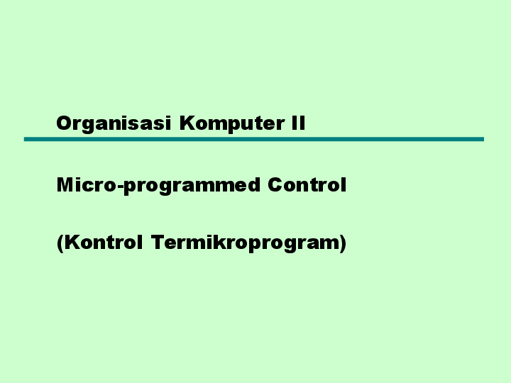 (PPT) Microprogrammed Control