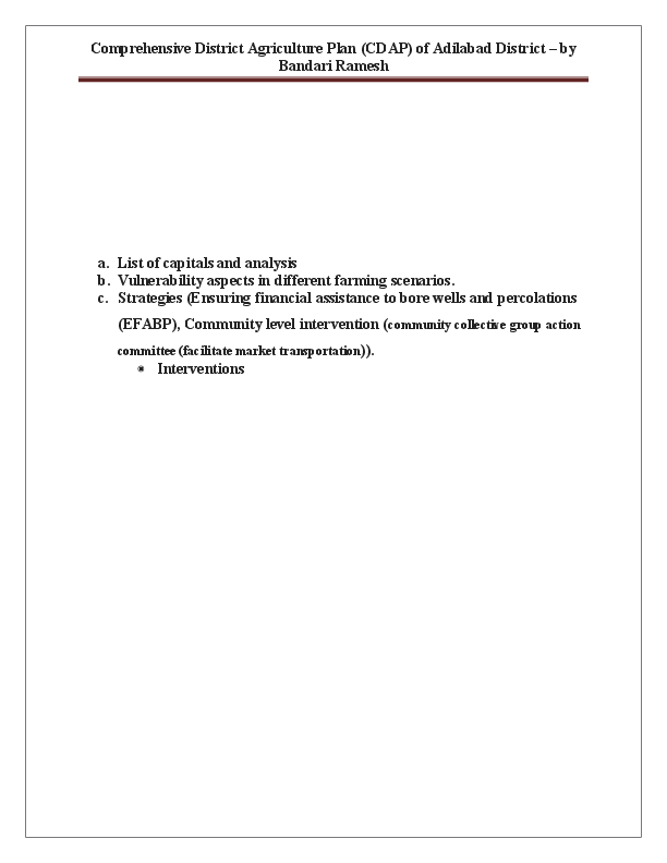 (DOC) Comprehensive District Agriculture Plan (CDAP) of Adilabad District
