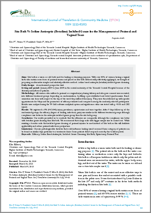 (PDF) Sitz Bath Vs Iodine Antiseptic (Betadine) Imbibed Gauze for the