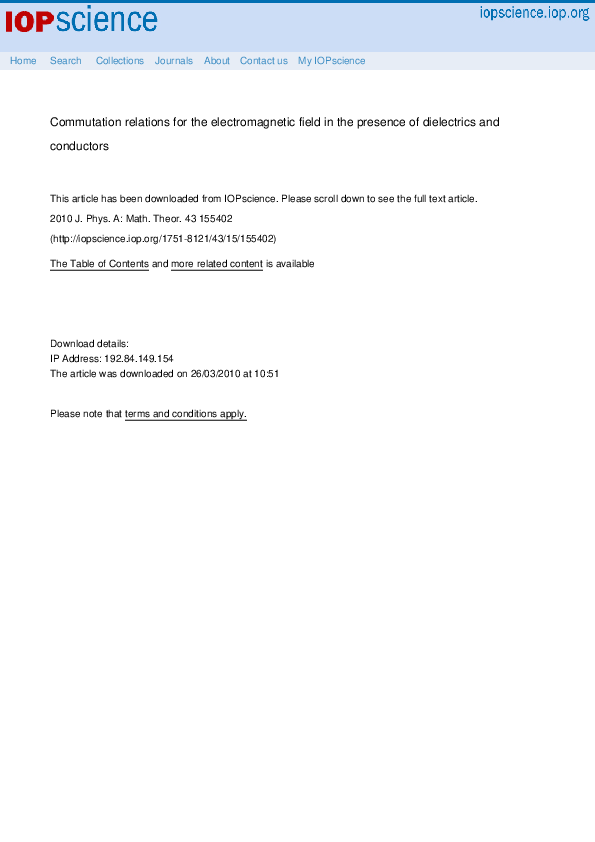 (PDF) Commutation relations for the electromagnetic field in the ...