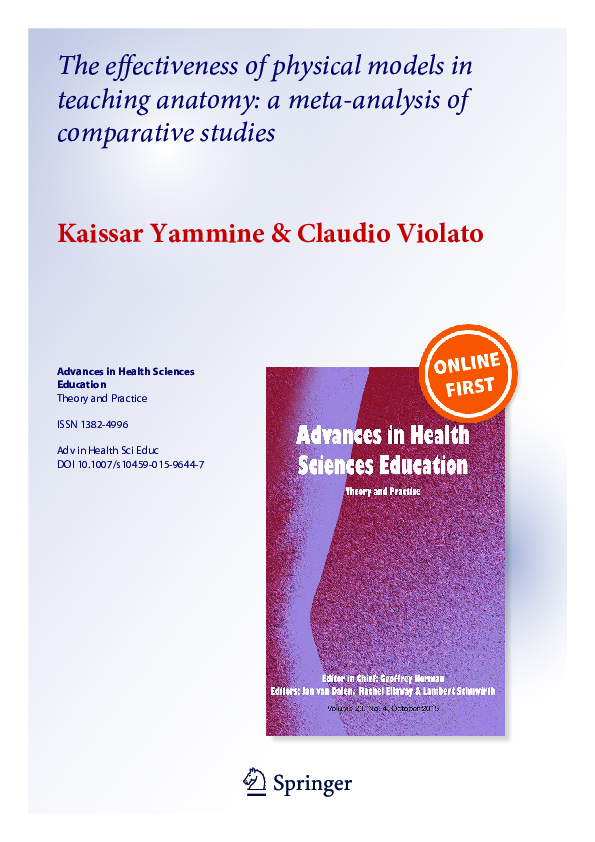(PDF) The effectiveness of physical models in teaching anatomy A meta ...