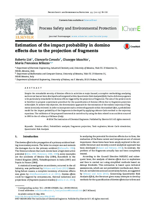 (PDF) Estimation of the impact probability in domino effects due to the ...