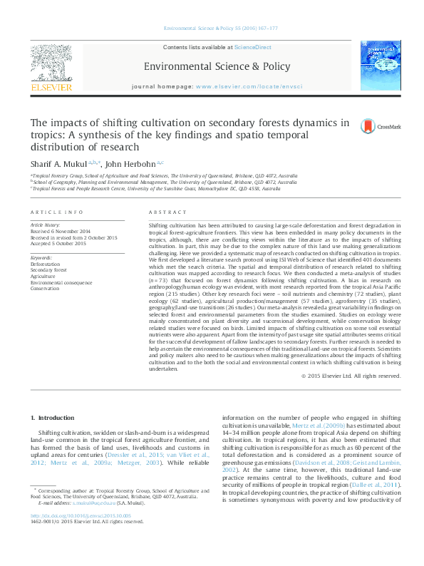 (PDF) The impacts of shifting cultivation on secondary forests dynamics ...