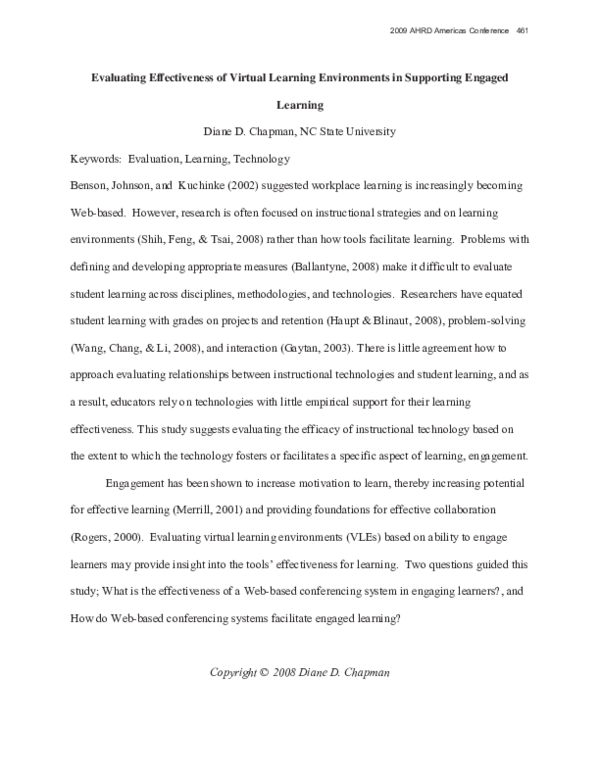 Evaluating Effectiveness of Virtual Learning Environments in Supporting ...