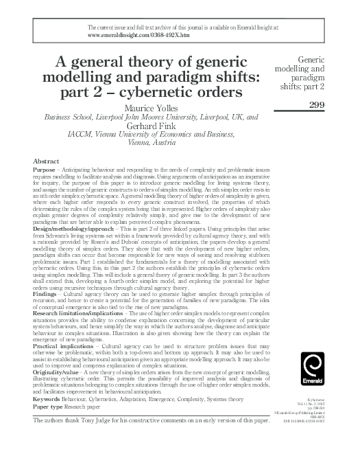 (PDF) A General Theory of Generic Modelling and Paradigm Shifts: Part 2 ...